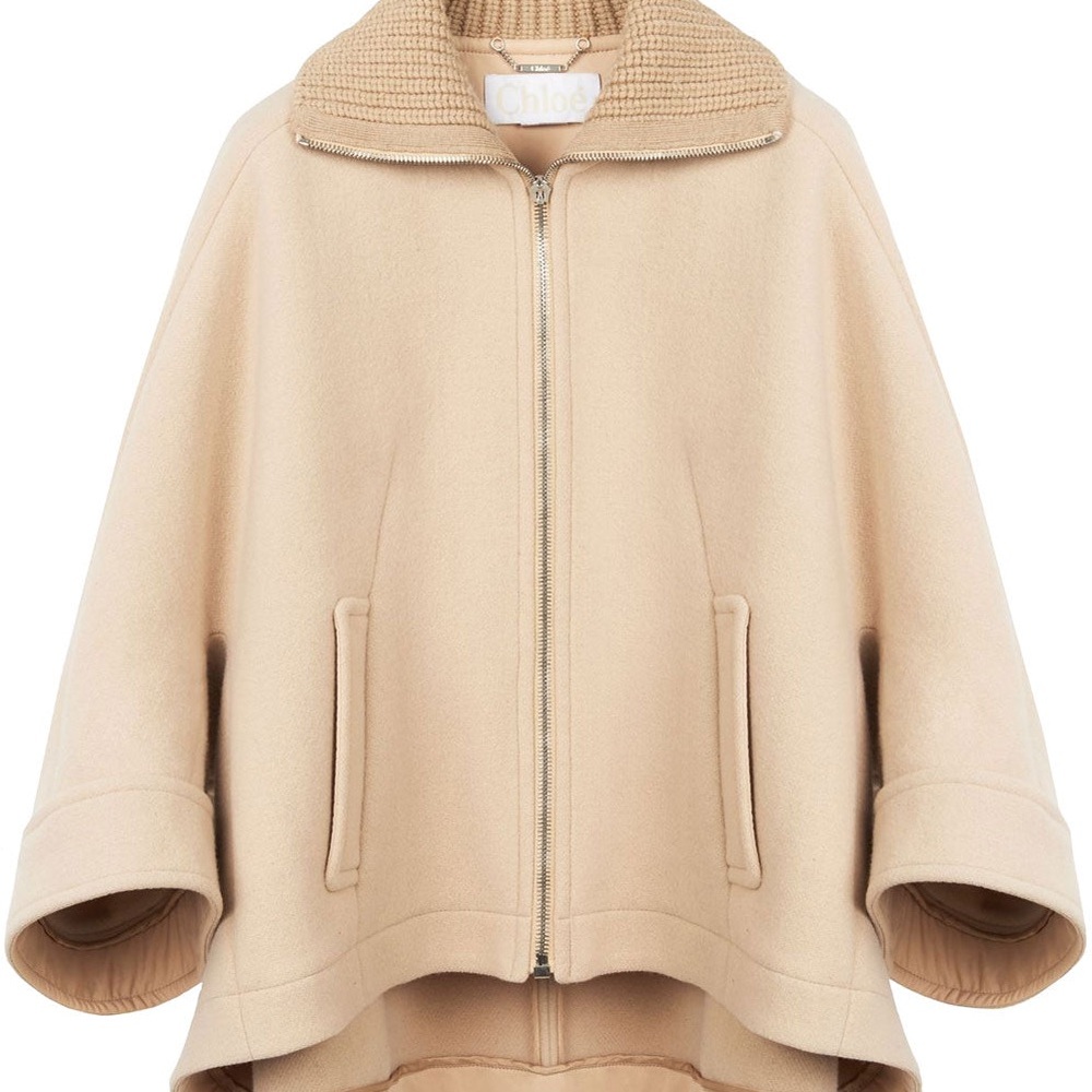 Chloe Beige Wool Cape Jacket